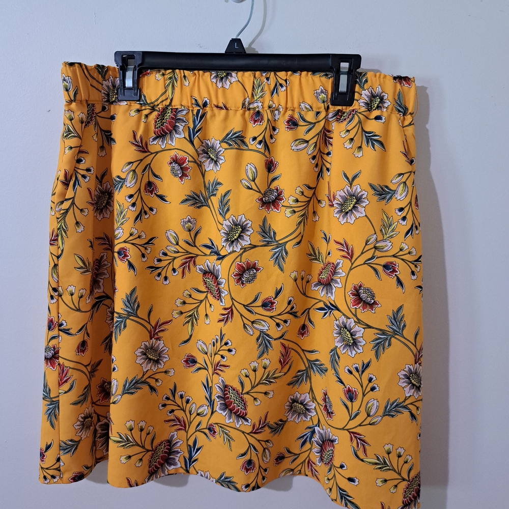 LOFT Yellow Smocked A-Line Mini Skirt